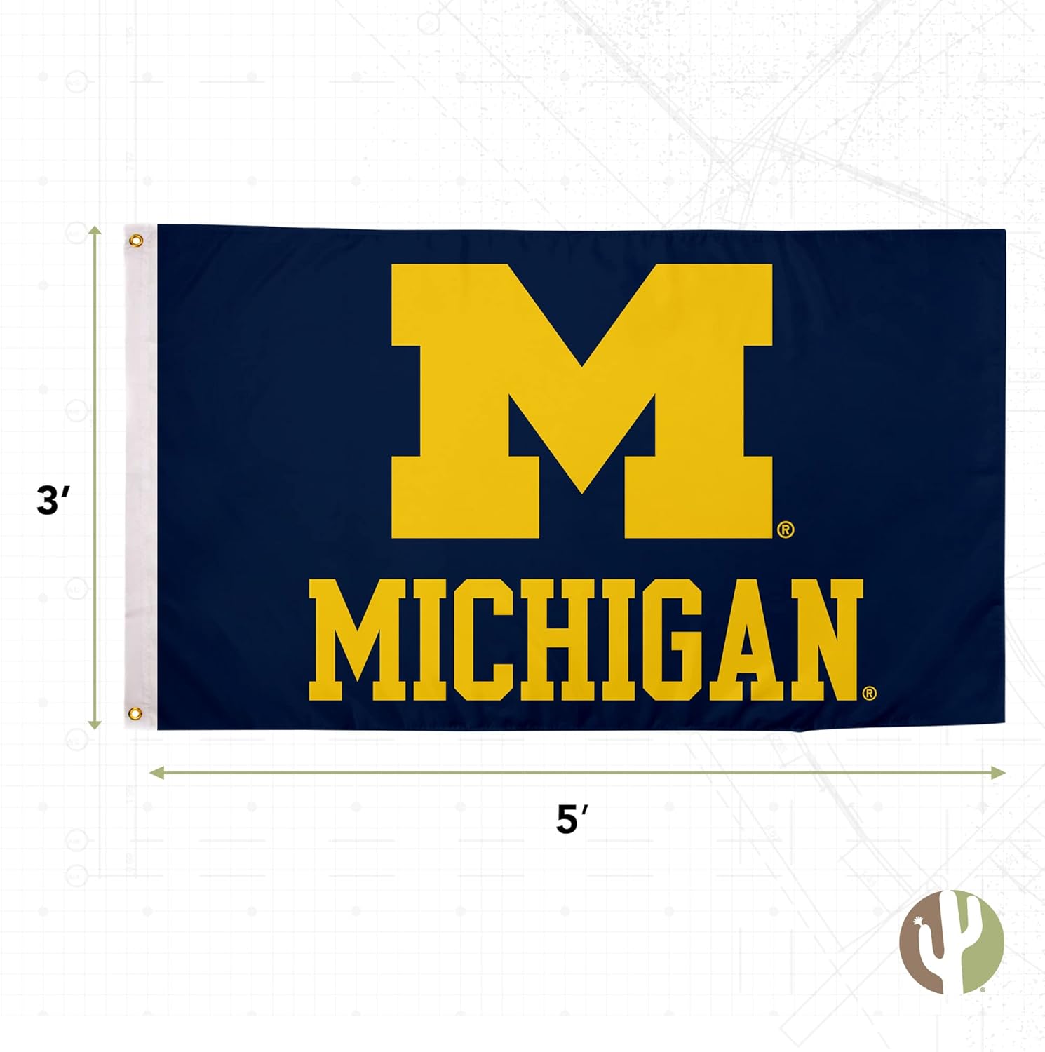 Desert Cactus University of Michigan Flag Double Sided Wolverines UM U of M Banners 100% Polyester Indoor Outdoor 3x5 feet Flags (Double Sided - Flag 3) - Image 3