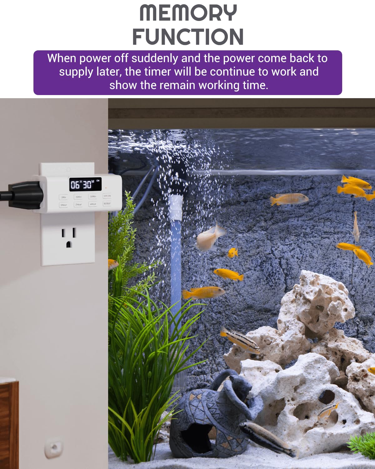 Indoor Countdown Timer Outlet, NEARPOW Auto Shut Off Timers with Large Screen,Customize Countdown,Repeat and Memory Function, Plug In Timers for Electrical Outlet for Charger Lights, 3-Prong 15A/1875W - Image 6