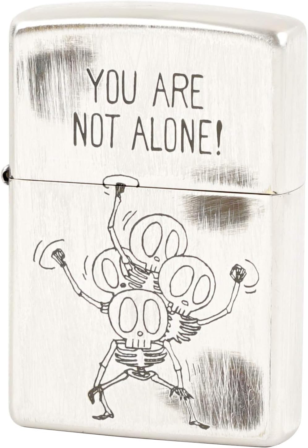 Zippo NO200 Funny Skull Alone Oil Lighter, Silver, 2UDS-Alone