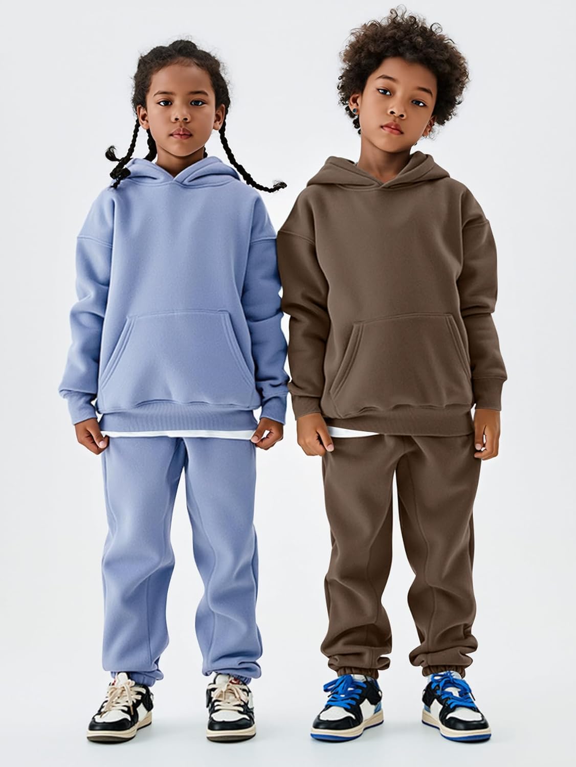 YKR Kids Sweatsuit Girls Boys Fleece 2 Piece Outfits Hooded Sweatshirt and Jogger Sweatpants Athletic Clothing Sets - Image 7