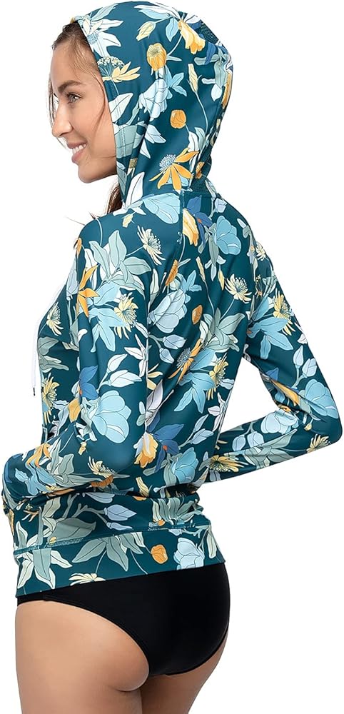 AXESEA Women's Hoodie Rash Guard UV Sun Protection Long Sleeve