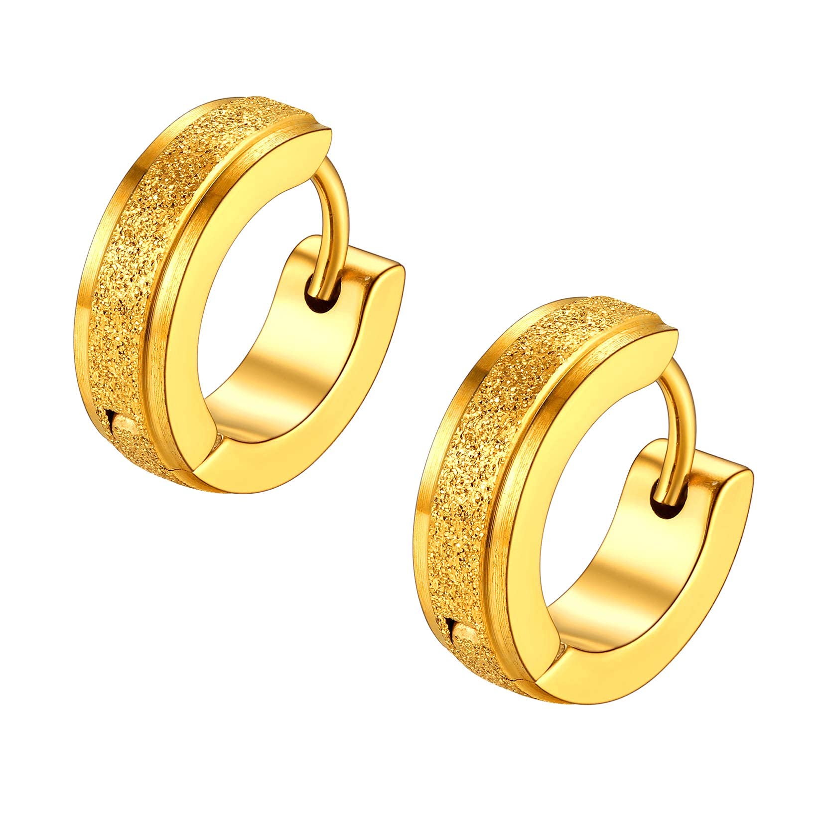 U7 Men Earrings Set of 1-5 Pairs Punk Style Surgical Huggie Earrings Stainless Steel Spike Punk Earring,Mixed Tiny Heart Hoops,Clip-on Earrings