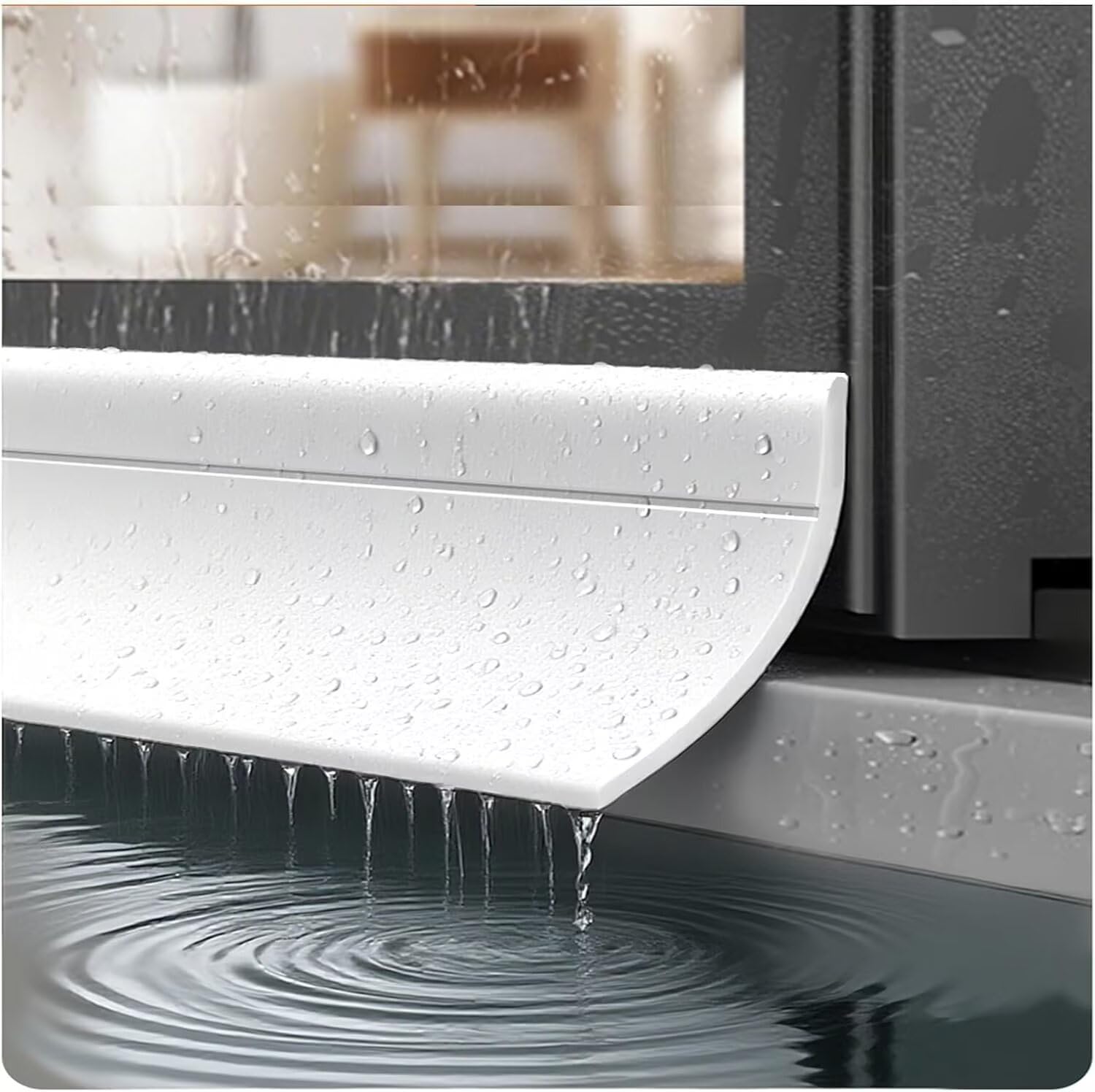 300cm Barrera de Lluvia Autoadhesiva para Ventanas - Deflector de Lluvia Puerta Flexible for Ventanas, Flexible y Cortable Barra De Goma Impermeable para Burlete Ventan