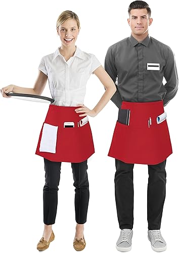 Miniatura 2 de Utopia Wear Paquete de 12 delantales con 3 bolsillos, delantal de cintura para camarera, 12 pulgadas