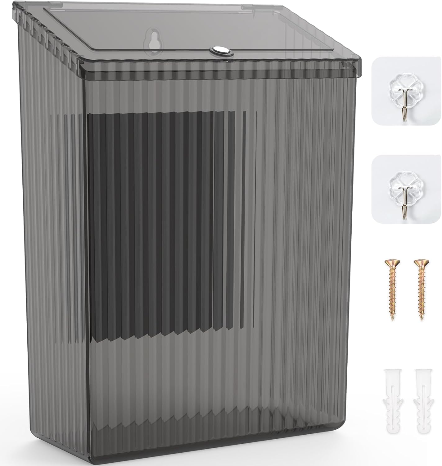 Sealegend Magnetic Slim Trash Can Wastebasket with Lid, Lint Bin, Storage Bins Perfect for Kitchen, Fridge, Cabinet, Bathroom, Laundry Room Organization, Clear Black