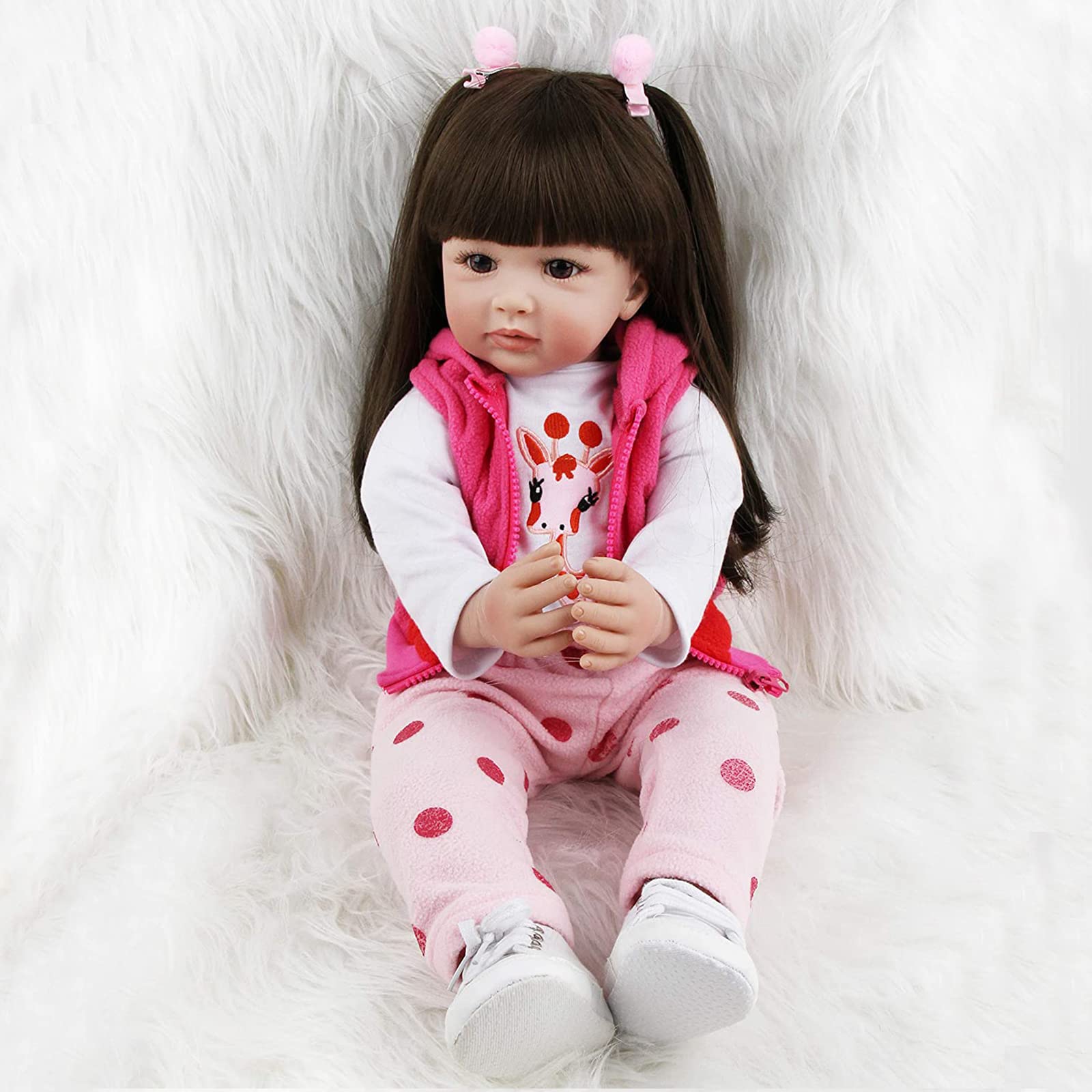 ZIYIUI Bambola Reborn Femmina 60 Cm 24 Pollici Silicone Morbido Vinile Realistico Neonate Bambole Reborn Reborn Doll Simulazione Bello Ragazza Regalo di Natale Giocattolo