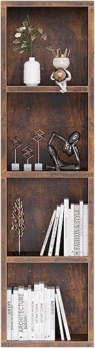 Miniatura 7 de Estantería y estantería abierta moderna de 4 niveles, estantes de almacenamiento de pie, estante de almacenamiento de cubo de madera para oficina en