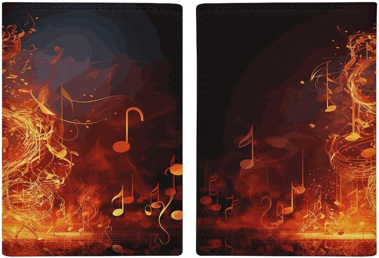 Red Flame Music Note Passport Holder Travel Passports Wallet with Card Slot Passport Cover PU Passports Protector
