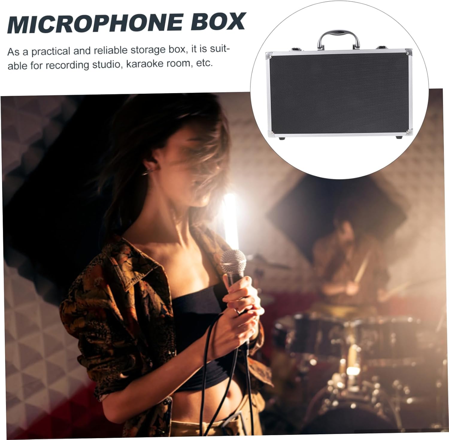 2-Pack Portable Handheld Microphone Storage Case Aluminum Protective Box for KTV Microphones Waterproof and Sturdy Container Carrying Handle