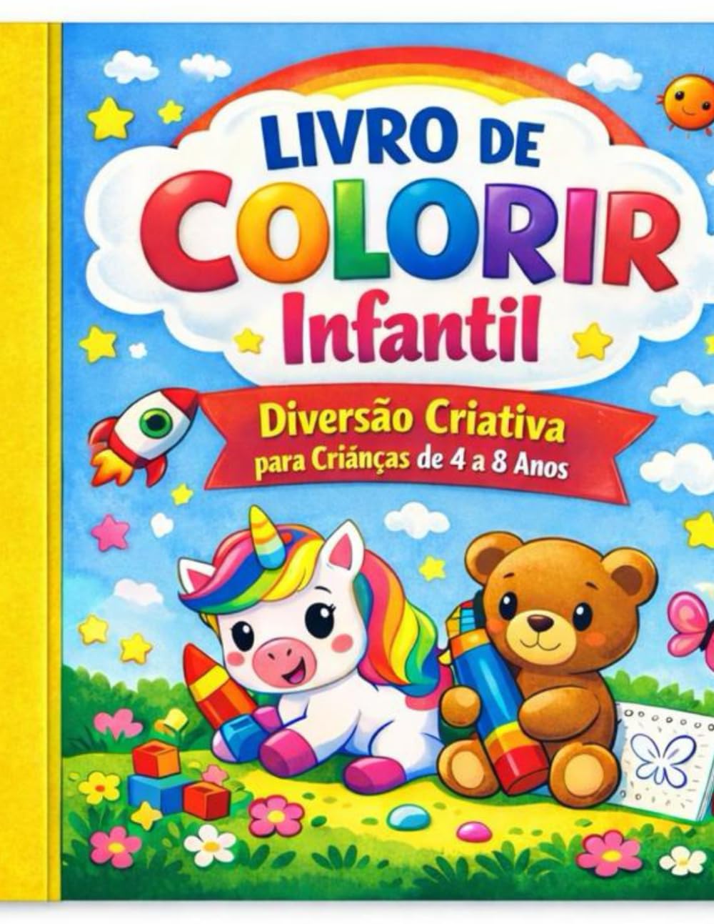 Livro de colorir infantil - Diversão Criativa para crianças de 4 a 8 anos: Desenhos grandes, educativos e fáceis de pintar para estimular a criatividade, coordenação motora e concentração