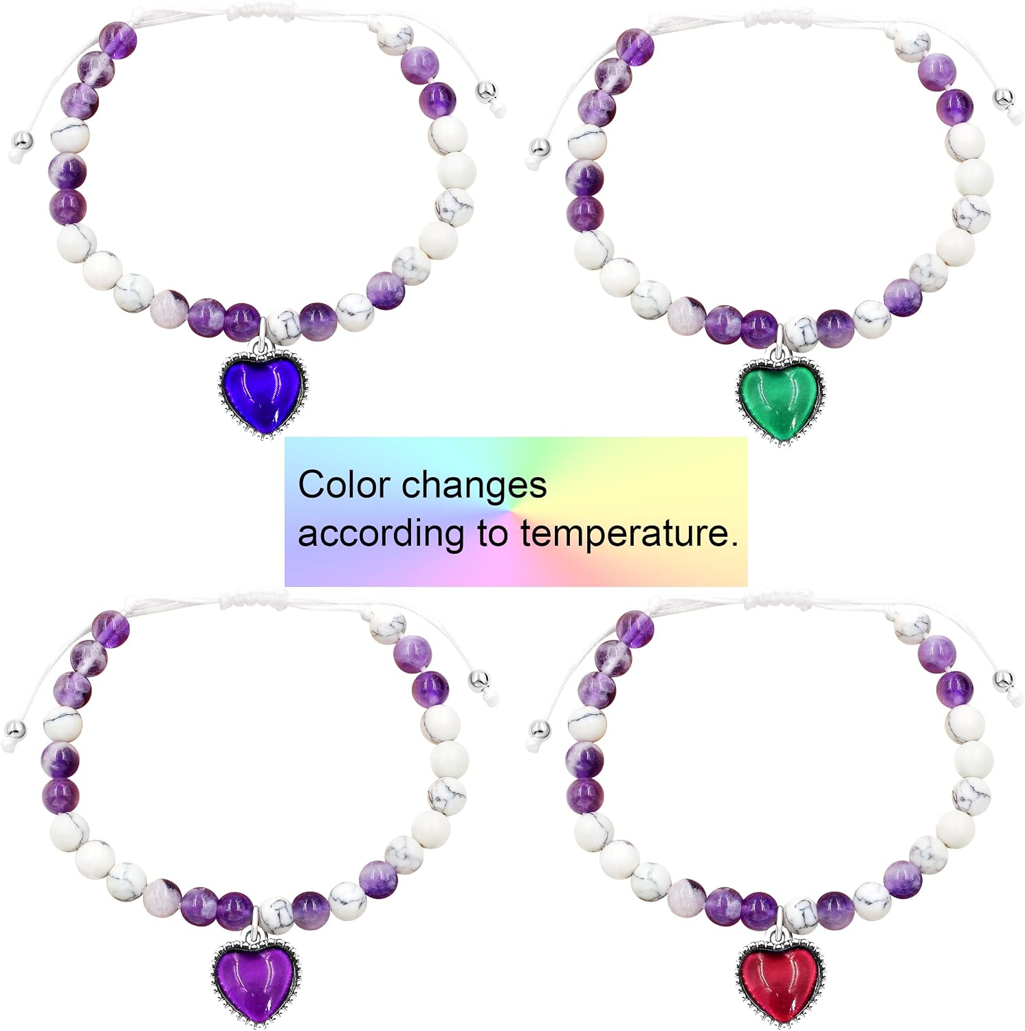 Uloveido Natural Stone Beaded Bracelets with Moon Heart Charms/Tree of Life | Mothers Day Jewelry Gifts for Mum Wife Grandma | With Massage Card and Box image 3