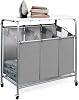 3 Bags Laundry Sorter Cart, Heavy Duty Rolling Laundry Hamper Sorter with Ironing BoardGrey