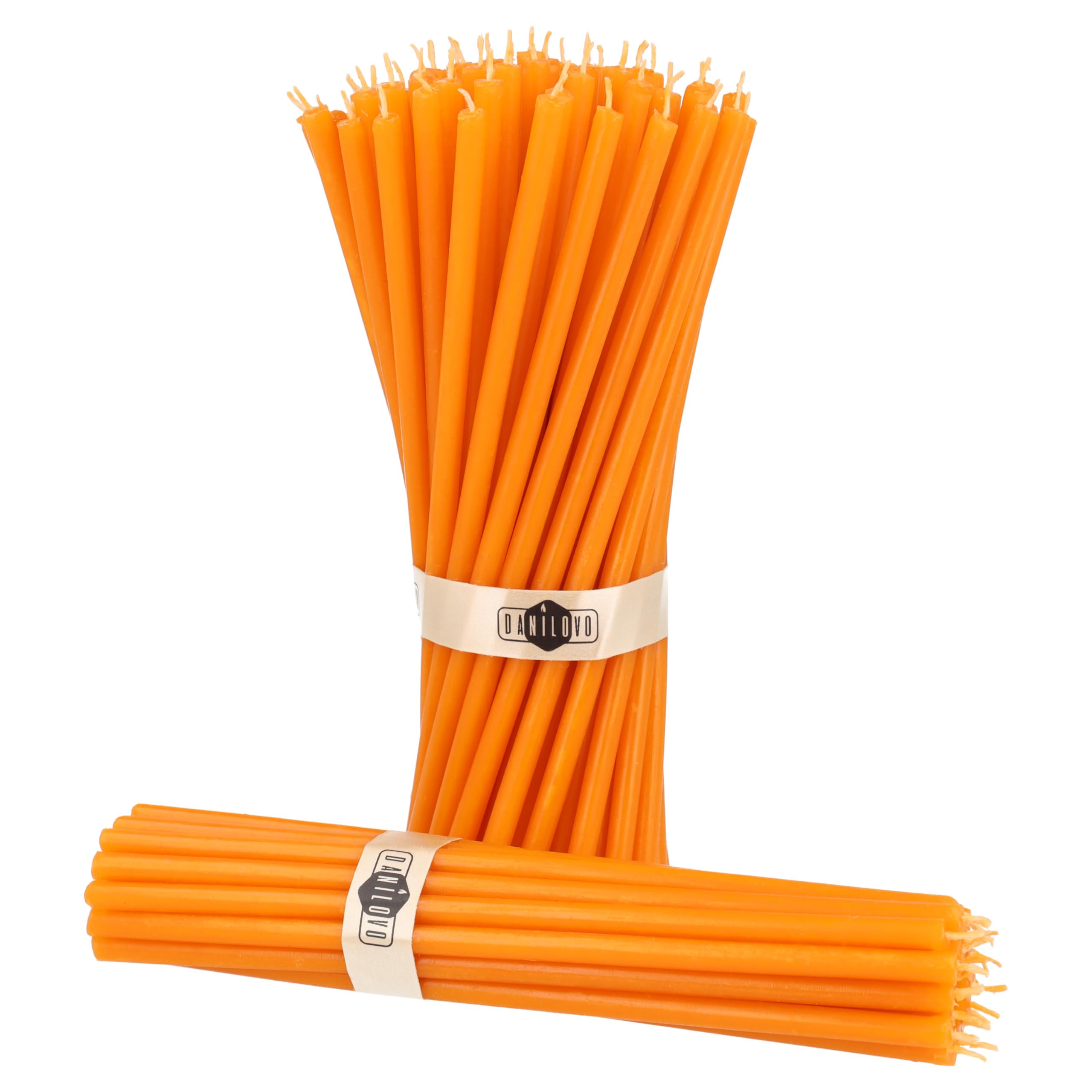 Danilovo Rituele kaarsen, 100% bijenwas, geel, orthodoxe kaarsen voor gebed, tafeldecoratie, huwelijk, niet giftig, roetvrij, druppelt niet, duurzaam product, N80, hoogte: 18,5 cm, 6,1 mm (100 stuks, 500 g