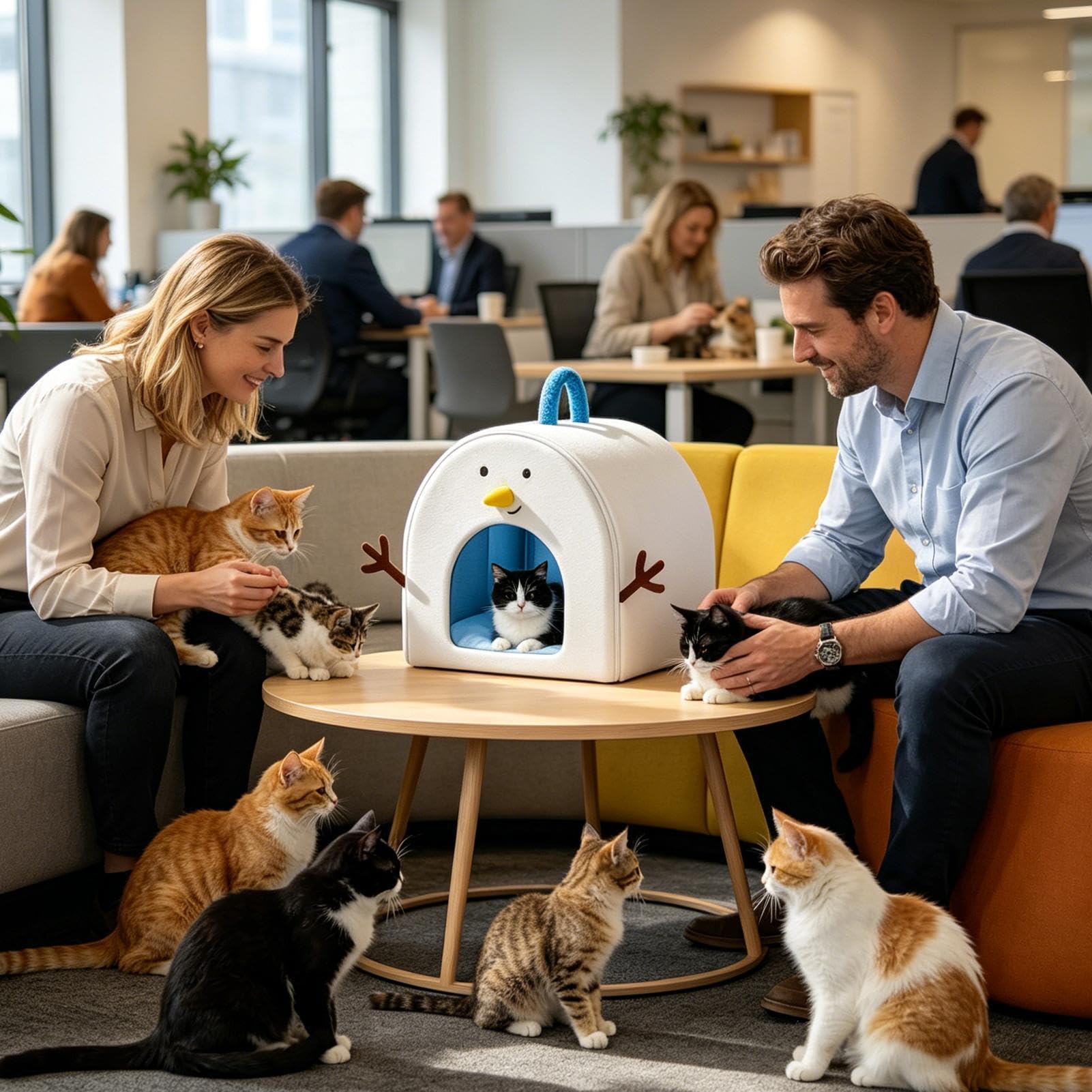 Kühlhaus für Katzen, atmungsaktiv, tragbar, wasserdicht, mit 4 Kühlakkus – Katzenhöhle, Unterschlupfbett – für Kätzchen, Welpen, kleine Hunde, Zuhause, Wohnheim, Büro, Wohnung, Schlafzimmer, Garten