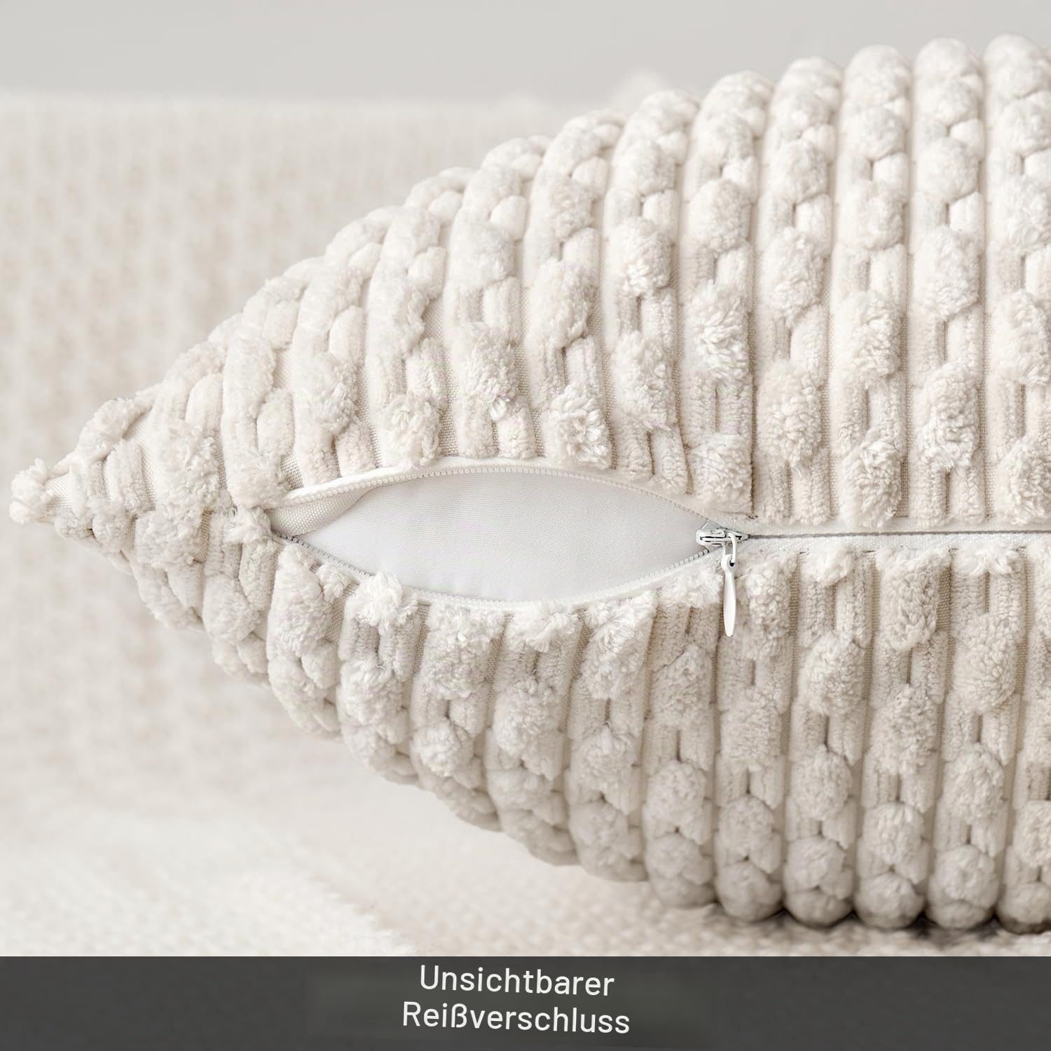 MIULEE Kordsamt Kissenbezüge 4er Set Kissenbezug Dekorative Kissenhülle Moderne Sofakissen Kissen Zierkissen Couchkissen für Sofa Dekokissen Wohnzimmer Schlafzimmer 50x50 cm Beige