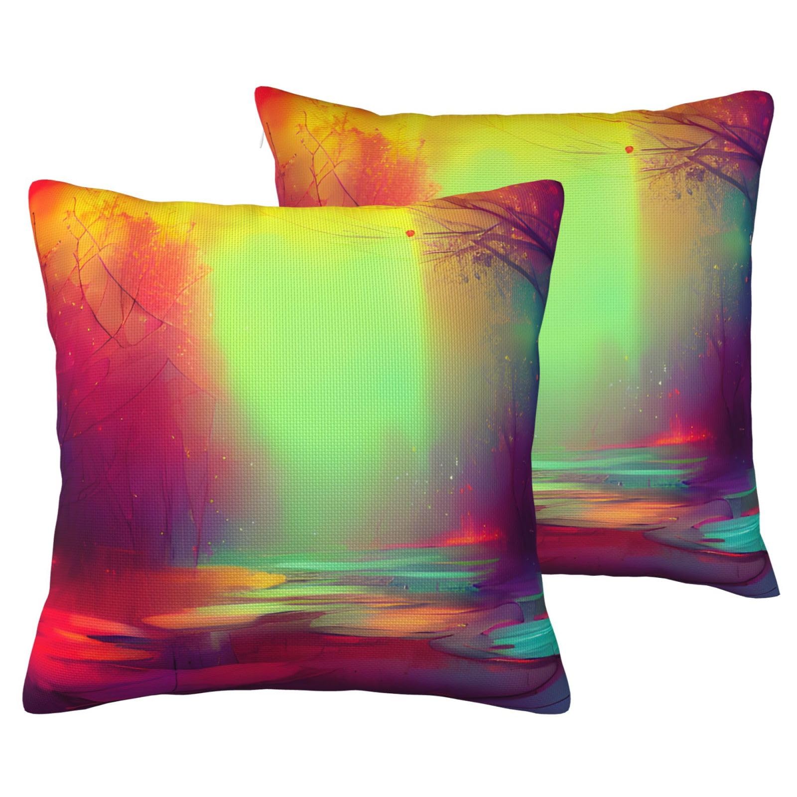 Housse de coussin en lin imprimé coloré lot de 2 taie décoration canapé salon
