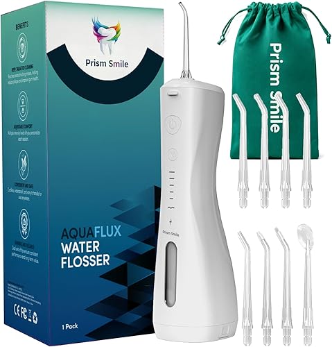 Cordless Water Flosser, 6 Adjustable Pressure Modes, 240ml Large Tank, IPX7 Waterproof, 8 Replaceable Nozzles, for Orthodontic, Braces, Sensitive Gums