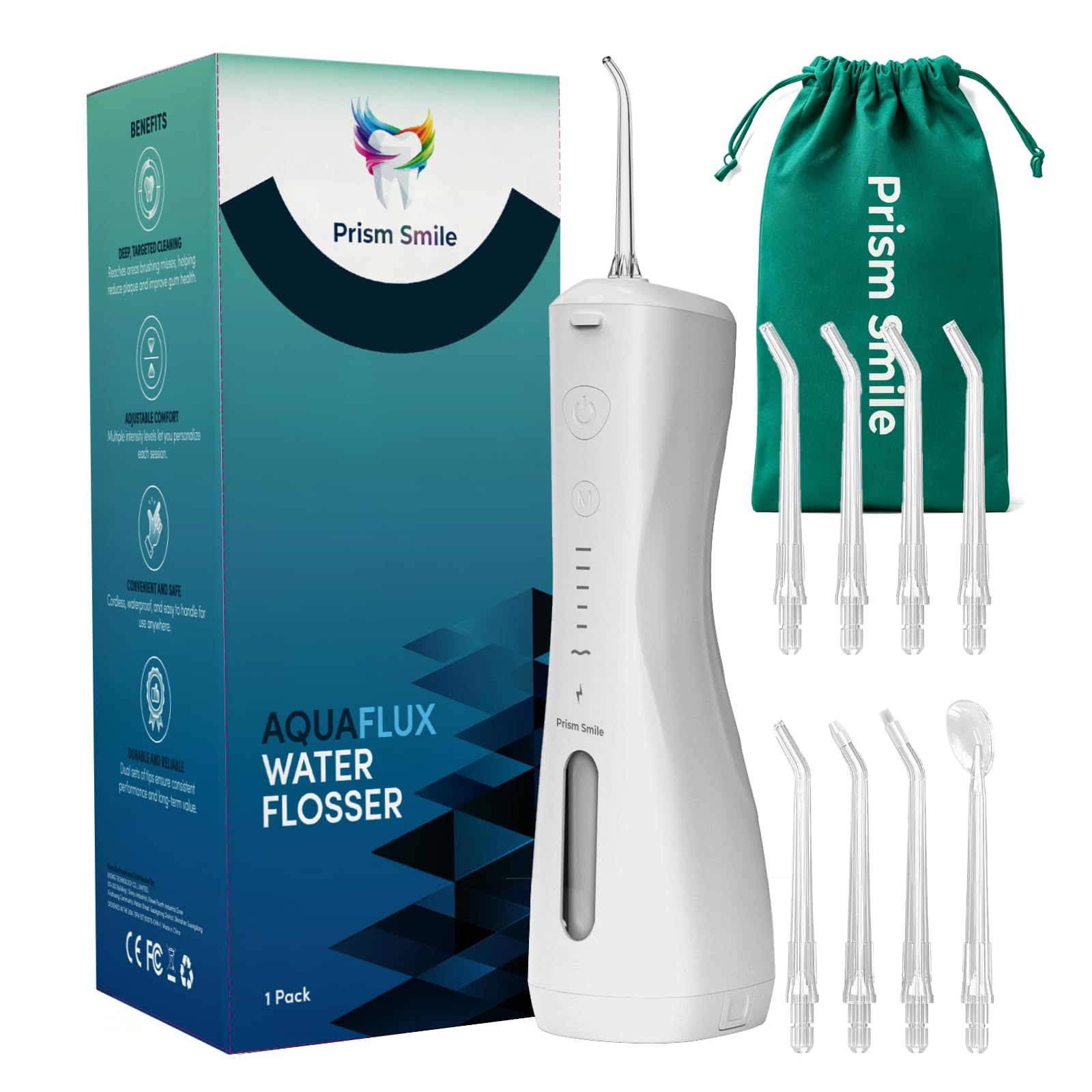 Cordless Water Flosser, 6 Adjustable Pressure Modes, 240ml Large Tank, IPX7 Waterproof, 8 Replaceable Nozzles, for Orthodontic, Braces, Sensitive Gums