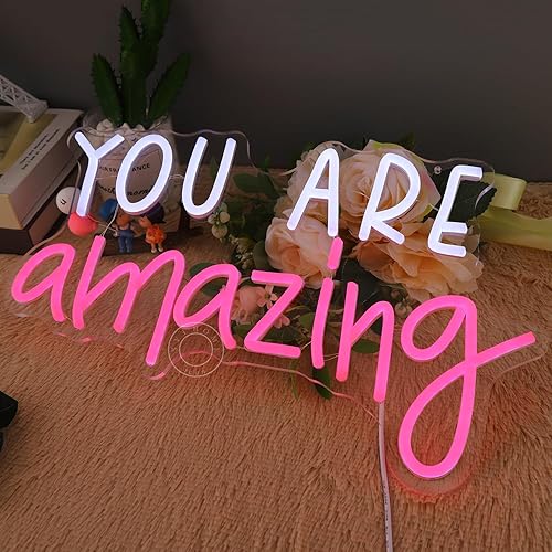 Miniatura 2 de SYLHOME Letrero de luz LED de neón con texto en inglés "You Are Amazing 5V, para niñas, niños, dormitorio, sala de estar, aula, decoración de pared,