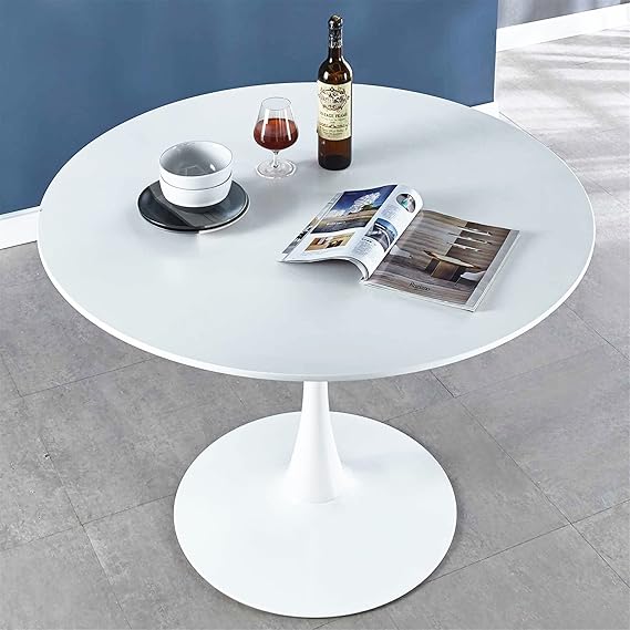 DKLGG White Round Dining Table, 42.1" Tulip Table Kitchen