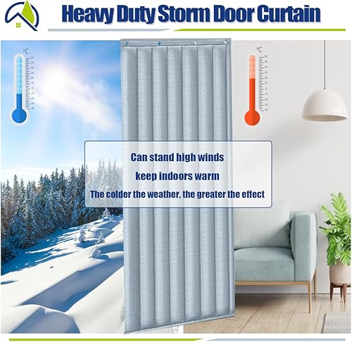 Miniatura 4 de Aogley Cortina de puerta con aislamiento térmico, 5 en 1, insonorizada, pantalla de cubierta de puerta de 83 x 34 pulgadas para puerta, puerta de