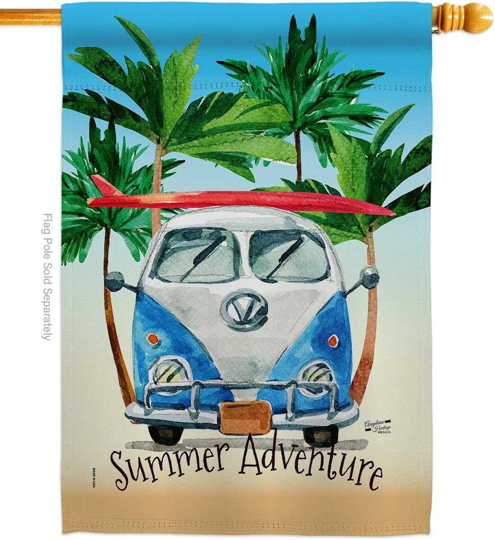 Summer Adventure House Flag Summertime Fun and Sun Beach Pool Luau Tropical Party Season Outdoor Sunny Small Decorative Gift Yard Banner Made In USA 28 X 40
