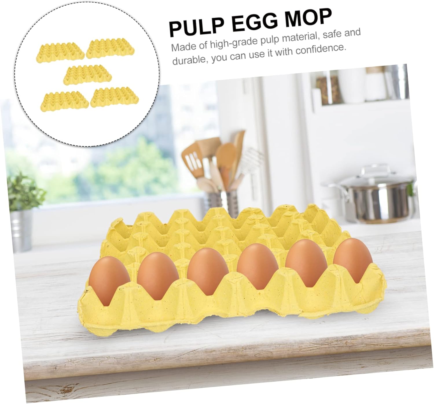 SECFOU 5pcs Egg Holder Storage Tray Stackable Paper Pulp Egg Cartons for Kitchen and Refrigerator Neat Space-saving for Home Use
