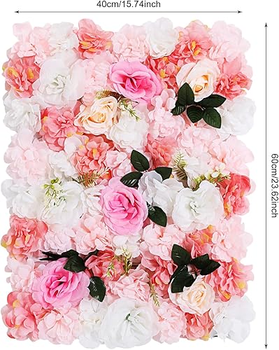 Vista 97 de 20 paneles de pared de flores artificiales, decoración de pared de 24 x 16 pulgadas, paneles decorativos de flores de hortensias para el hogar, 20