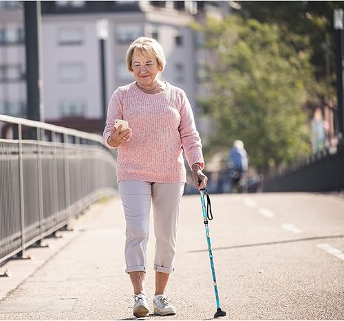 Miniatura 2 de Bastón plegable con luz LED para mujeres y hombres mayores ajustable plegable cuádruple bastones de aluminio ligeros y plegables