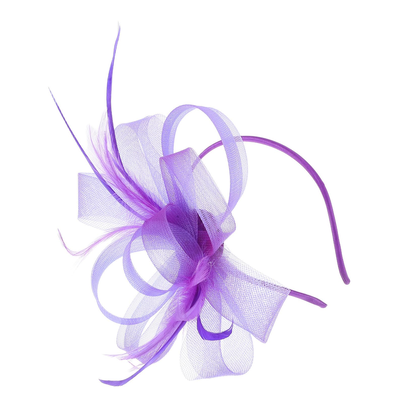 Sewroro 5 Juegos Diadema Nudo de Lazo y Tocado de Pluma para Mujer, Accesorio Ligero y Elegante para Bodas y Fiestas, Diseño Estilizado y Material Plástico Púrpura