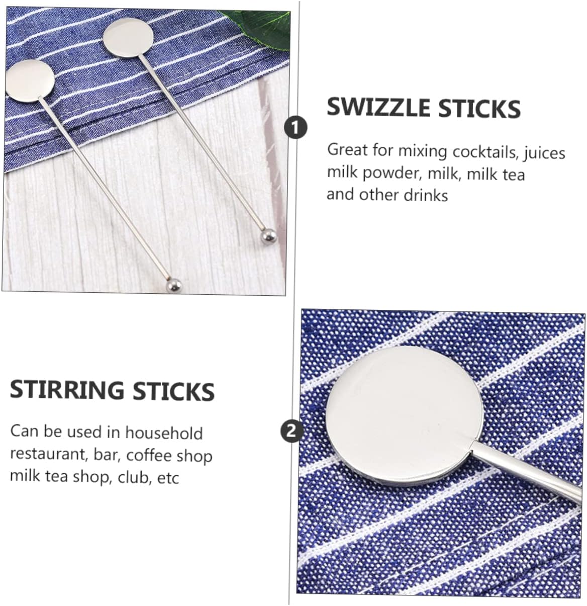 10pcs Stainless Steel Cocktail Stirrers Handle Drink Mixing Tools for Home Bar Shop and Restaurant Use Easy to Clean and