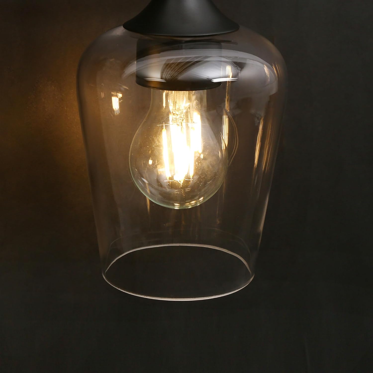 21” Black Bathroom Wall Light Fixtures, Modern 3-Light Vanity Light with Clear Glass Shade, Farmhouse Bathroom Vanity Lighting Over Mirror