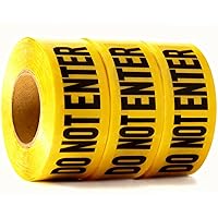 Vista 17 de Cinta amarilla brillante de precaución 3 x 1000 impresa en negro contrastante, 3 pulgadas. Ancha para la máxima legibilidad. Diseño resistente.