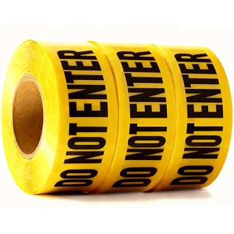 Caution Do Not Enter Tape 3 Pack 3 inch X 1000 feet Bright Yellow with a Bold Black Print 3 in. Wide for Maximum Readability Tear Resistant Design