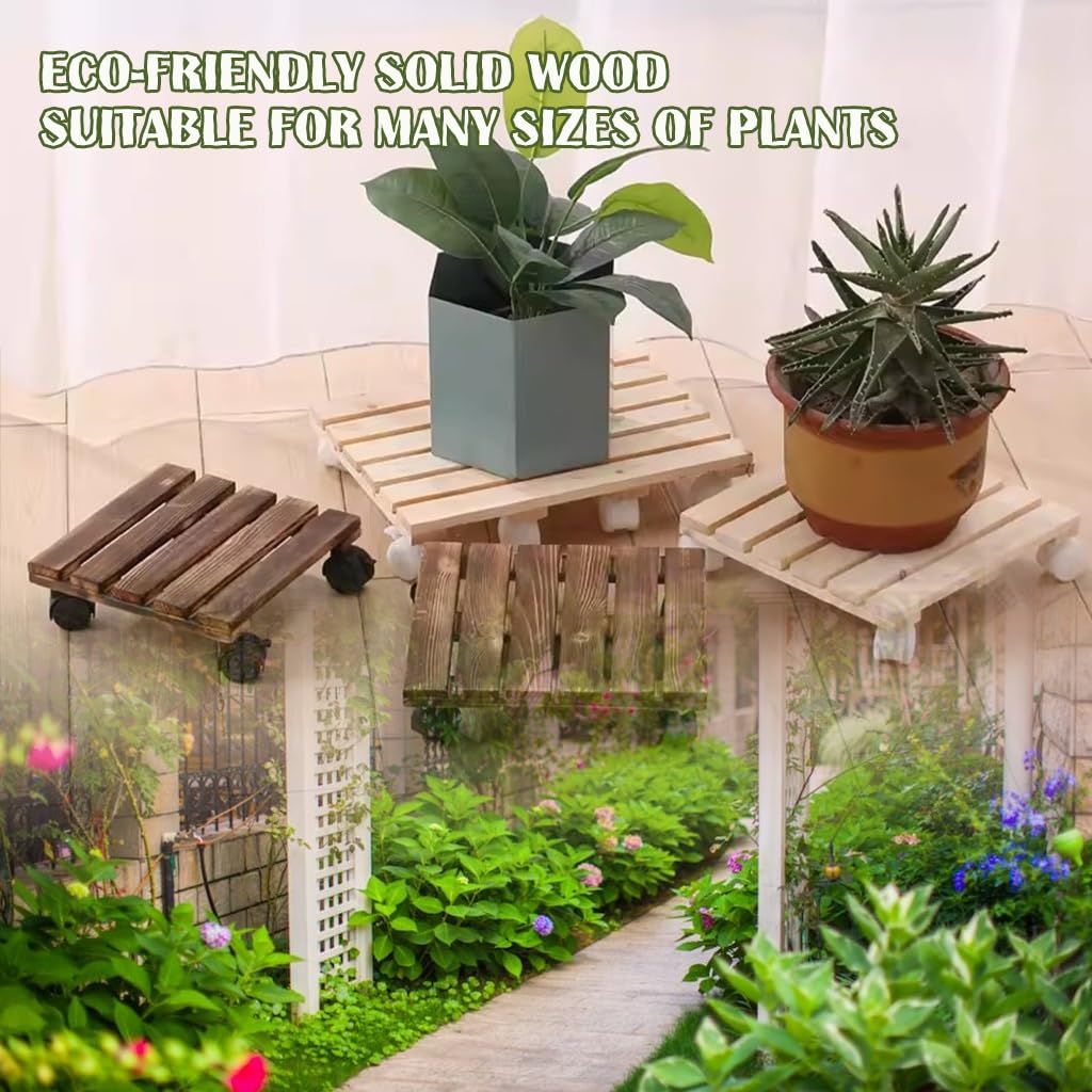 Carrito de flores rodante con ruedas – 50 x 50 cm para interiores y exteriores, bandeja portátil para plantas de jardín fácil de plantar y jardinería, perfecto para principiantes de plantas