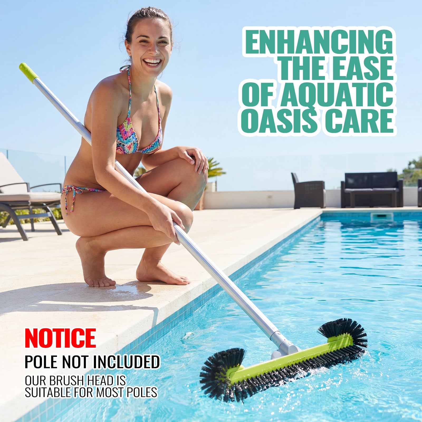 Cabezal de cepillo de piscina para limpiar paredes con cerdas hemisféricas, resistente para piscinas enterradas/sobre el suelo, cepillo para limpiar suelos de azulejos, piscinas de vinilo, fibra de