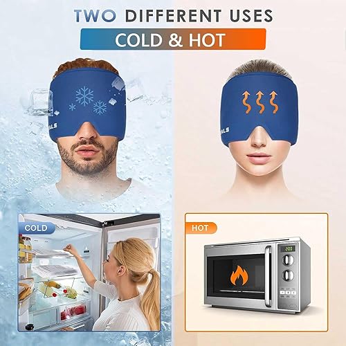 Miniatura 6 de Sombrero de cabeza fría, envoltura de tapa de cabeza de hielo, paquete de hielo frío y caliente -RoyalBlue