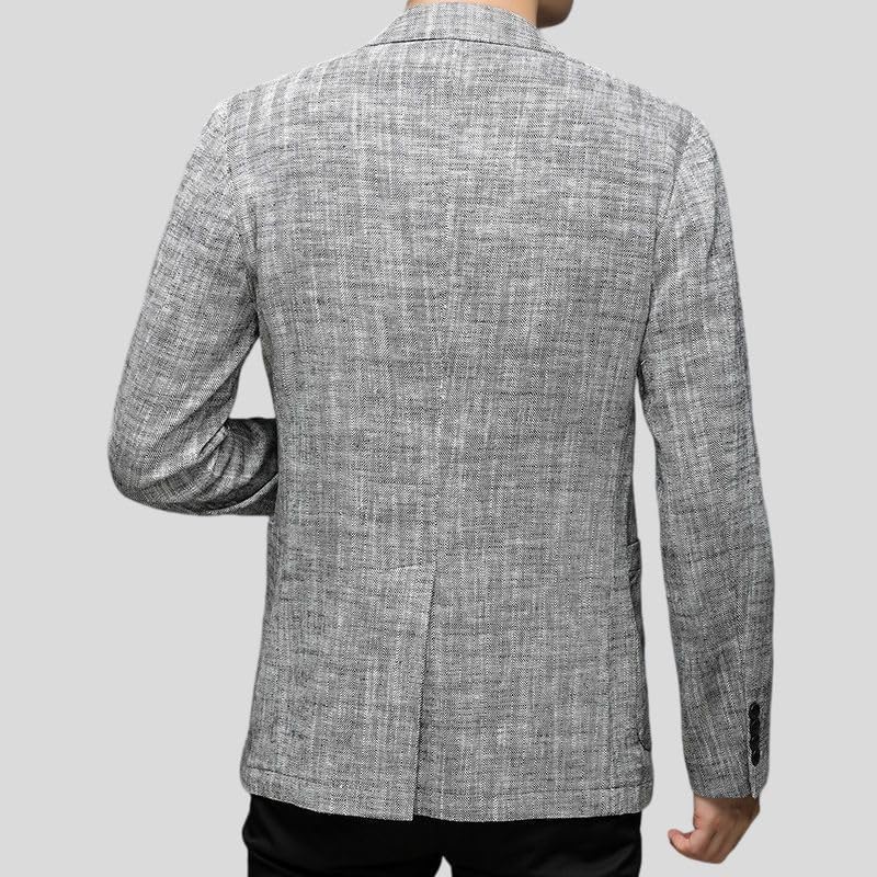 Blazer en lin homme coupe ajustée veste légère à boutons - 2
