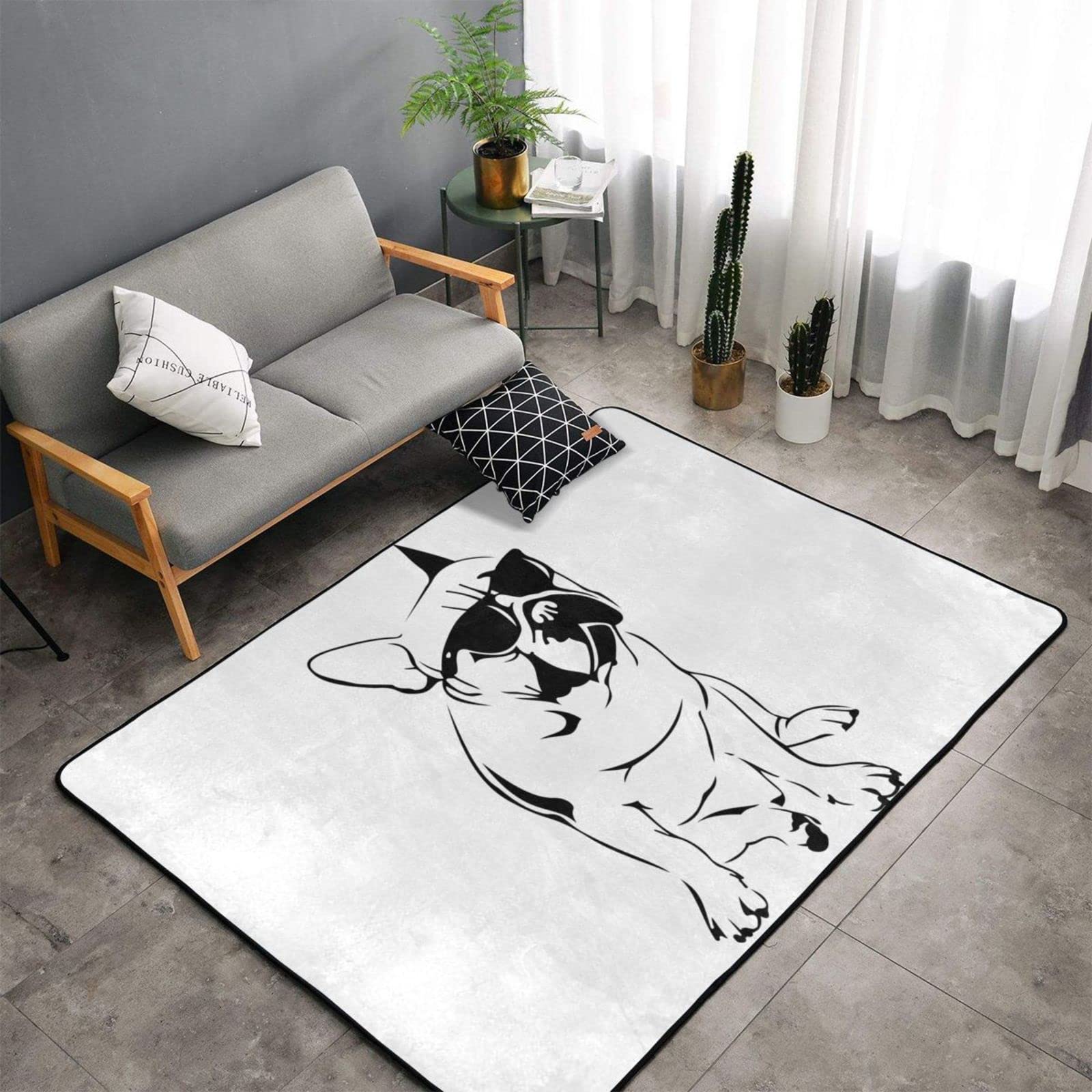 Amazon | フレンチブルドッグ 犬柄 カーペット 長方形 ラグマット ラグ