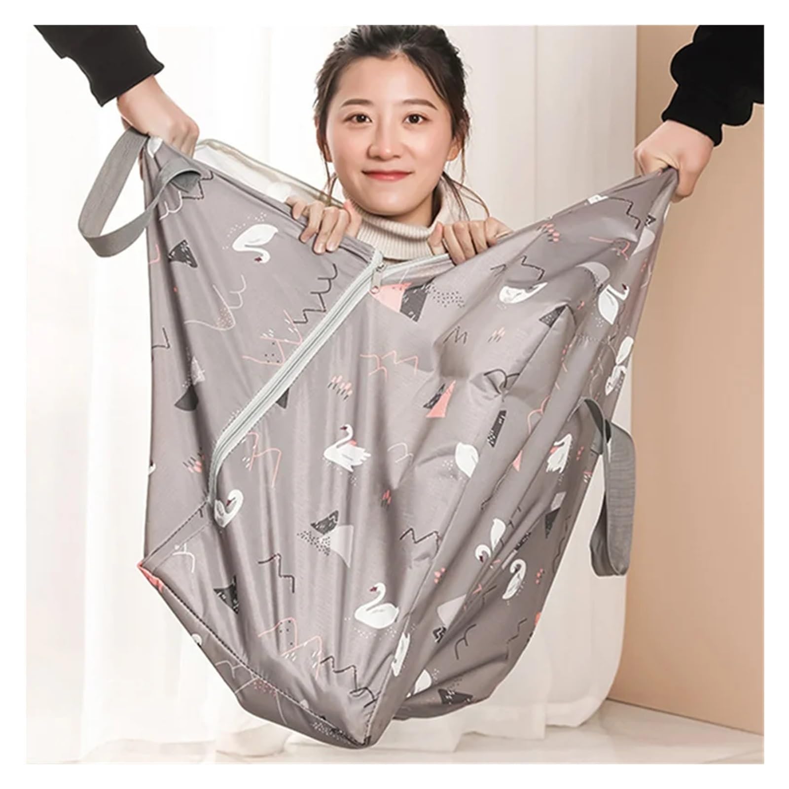 Aufbewahrungstasche für Kleidung, Zusammenklappbare Aufbewahrungsboxen und Stofftaschen aus mehrfarbigem Stoff for Kleidung(Beige-13)