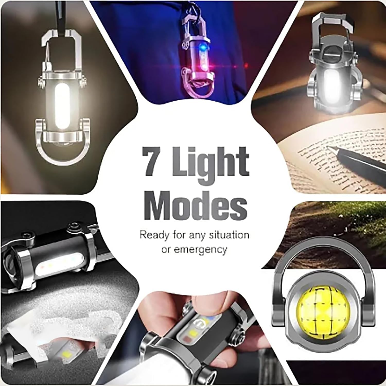 Keyblazer, Portable Rechargeable Bright Keychain Flashlight,1200 Lumens EDC Mini Bright Keychain LED Flashlight with Mobile Power & Waterproof Function, 7 Lights Modes (Plastic-2PCS)