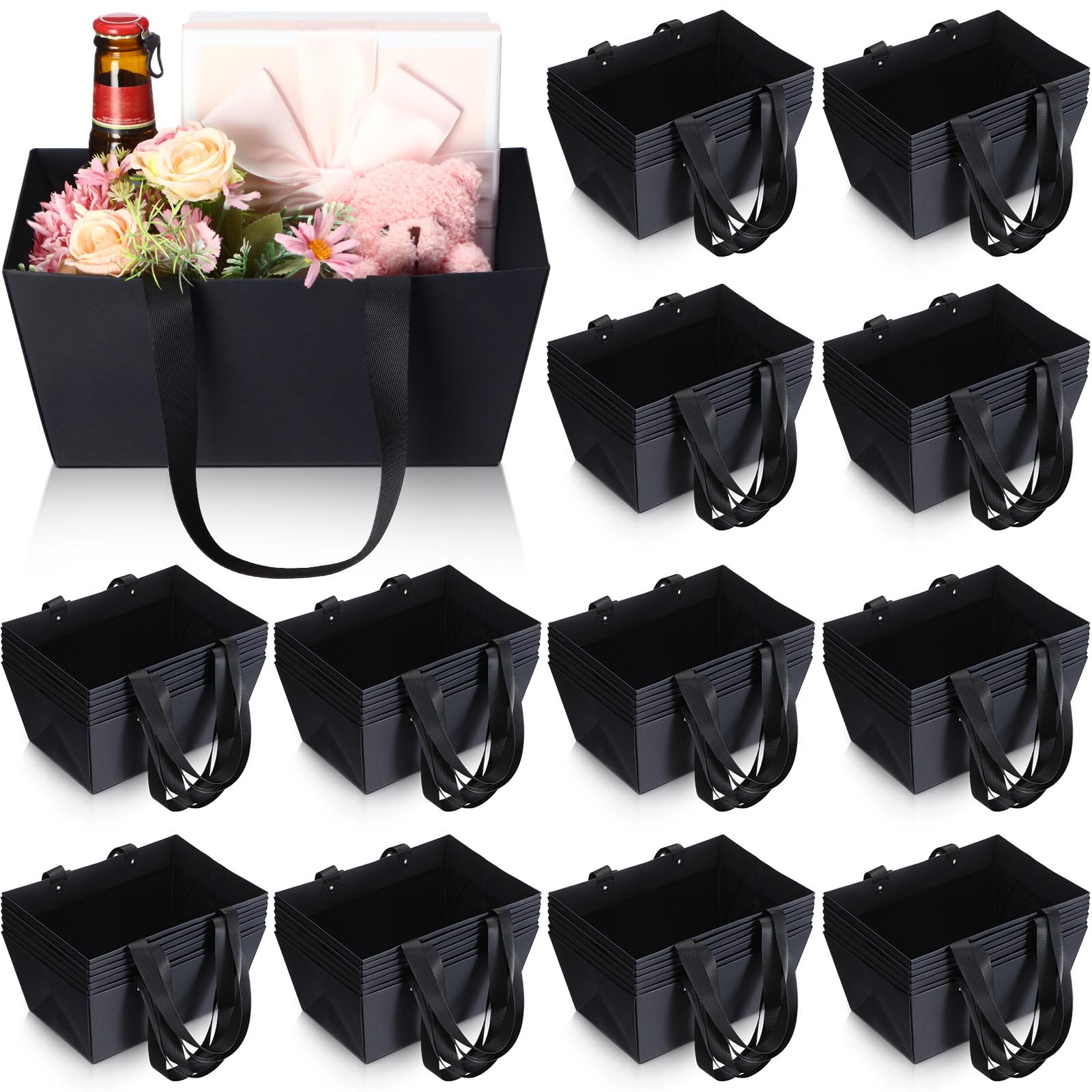 Glenmal 72 Pcs Baskets for Gifts Waterproof Empty Kraft Basket Bulk with Handles 9.8 x 6.5 x 4.3'' Gift Basket Empty to Fill for Wedding Party
