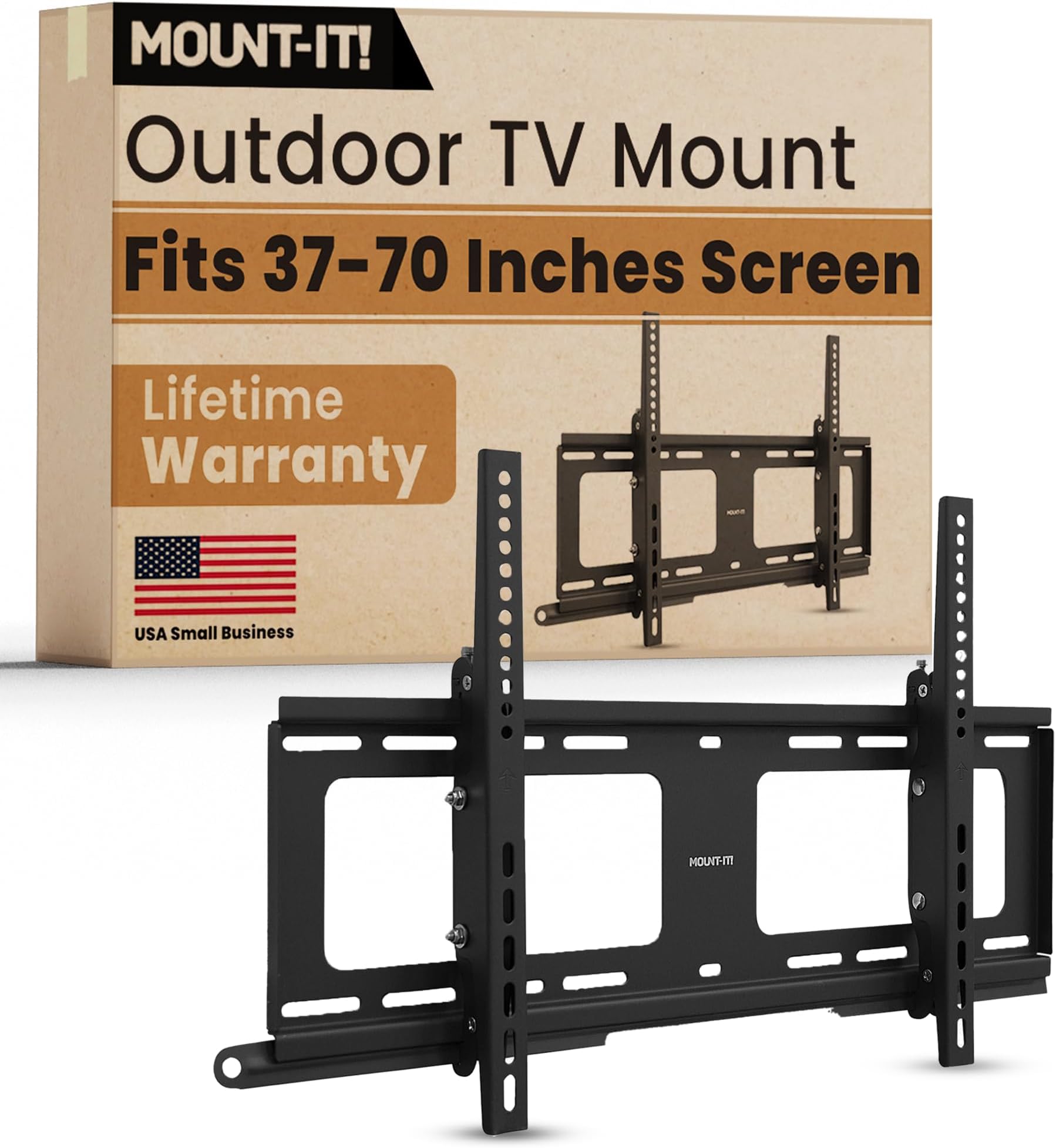 Weatherproof Outdoor TV Wall Mount | Lockable & Tilting 2.1" Low Profile Design Fits 37 38 42 50 55 58 60 65 70 75 80 Inch Televisions | VESA Compatible up to 600x400mm | 176 Pound Capacity