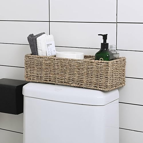 Miniatura 4 de Cesta de mimbre para inodoro, cesta de mimbre pequeña, cesta de almacenamiento de mimbre para tanque de inodoro, cesta de almacenamiento de hierba