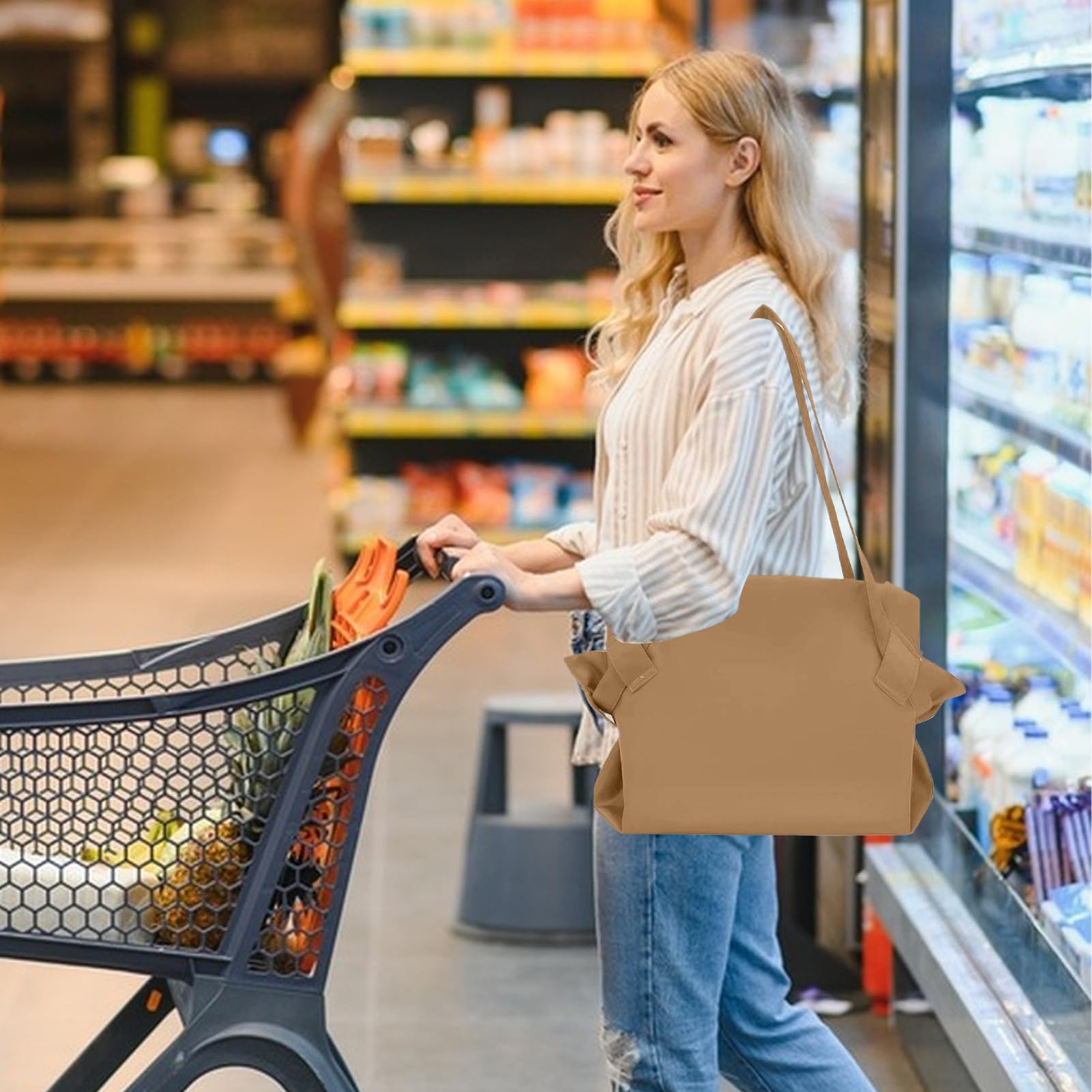Torby na zakupy, przenośna torba na ramię, składana torba do przechowywania na dzień przeprowadzki na zewnątrz piknik supermarket podróż klasa fitness targ