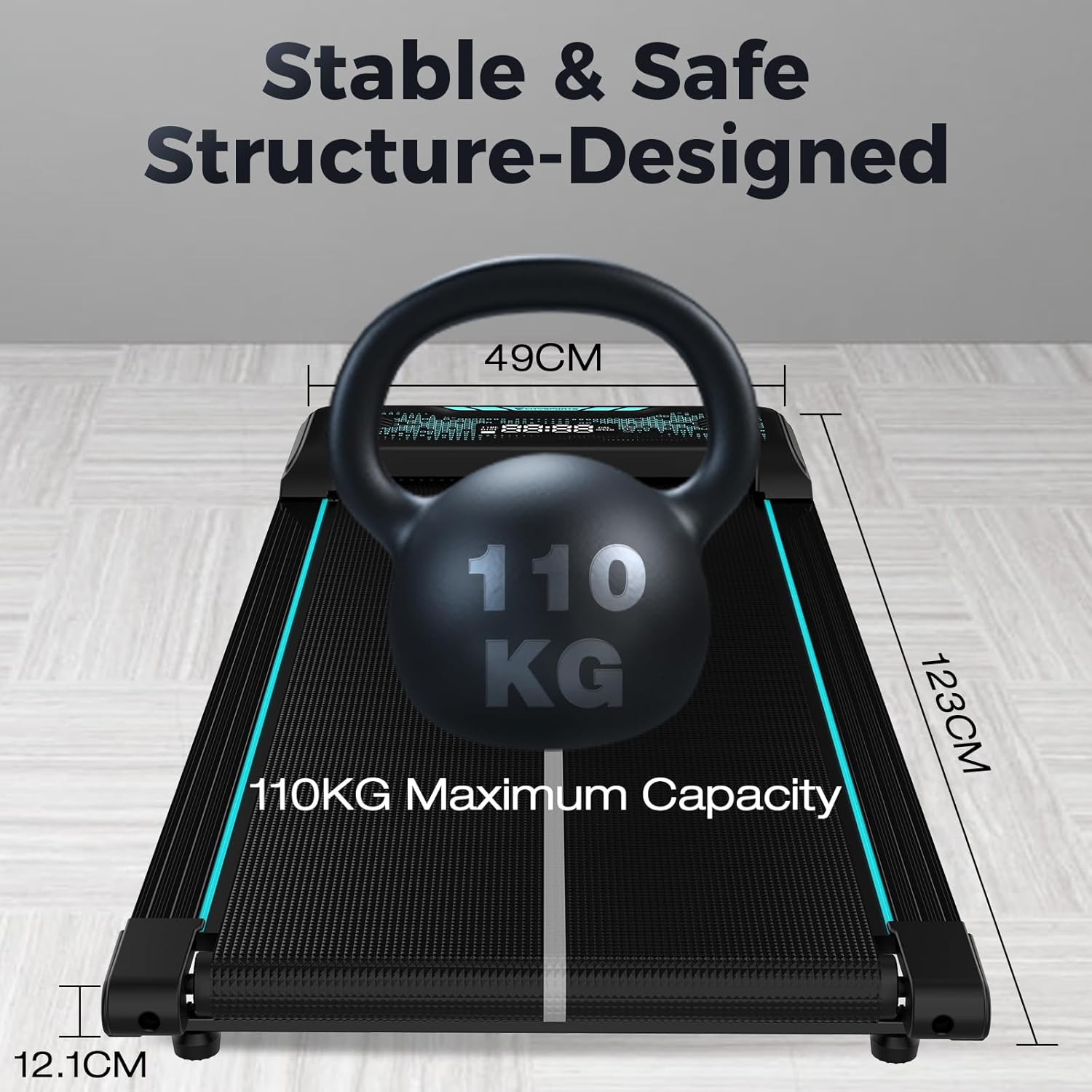 CITYSPORTS Tapis de Course électrique 440W avec Télécommande Bluetooth et LED - Compact et Pratique pour Une Utilisation à Domicile ou au Bureau - Image détaillée