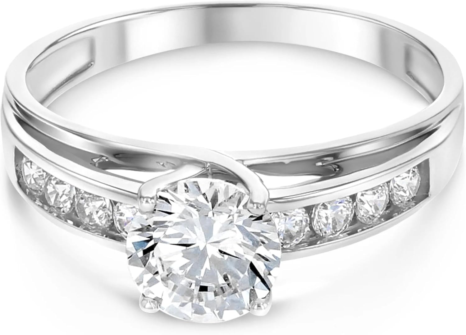 Ioka - 14K Solid Gold 1 Ct. Round Cut Cubic Zirconia CZ Wedding Engagement Ring