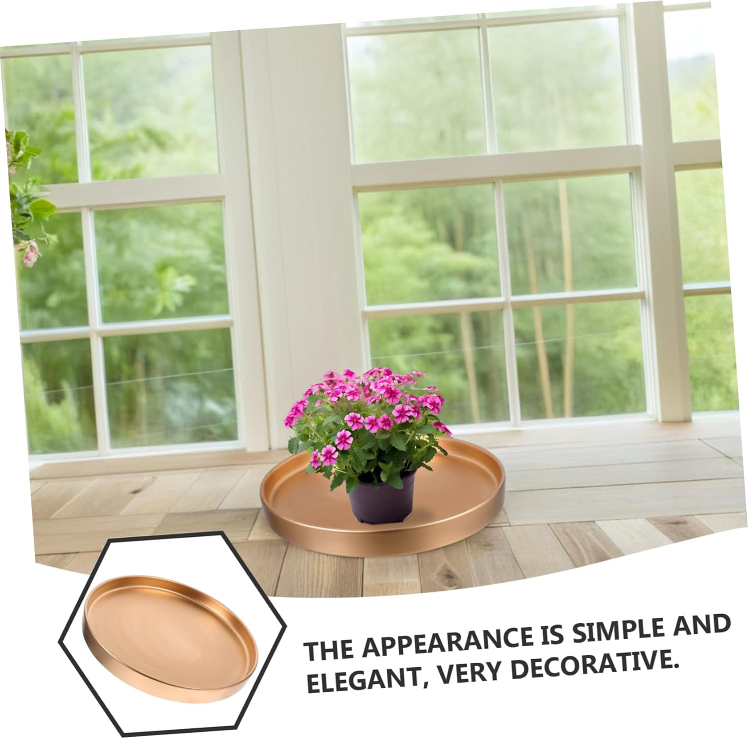 Ceramic Plant Saucer Tray Gold Round Flower Pot Drip Tray for Drainage Versatile Use as Pet Feeding Dish Serving Plate Durable and Spacious Design for Various Pot