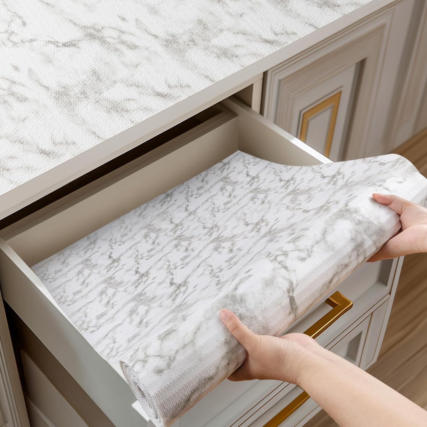 SUNBIRD Shelf Liner Drawer Liner Cabinet Liner Self Adhesive Waterproof Kitchen Cabinet Liners Shelf Paper for Drawers, Wardrobes, Pantry & Countertops (Marble Finish, 12 x 78 Inch)-image-34
