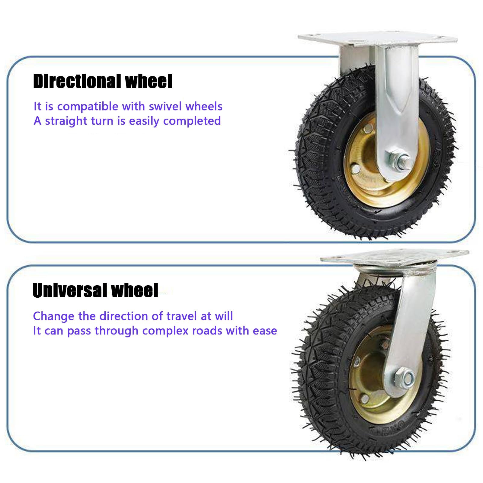 Obrotowe o 360 stopni – idealne kółko, duże gumowe kółka rolkowe, kółka 15 cm 20 cm 25 cm, do mebli i wózka warsztatowego (koła uniwersalne, 20 cm)